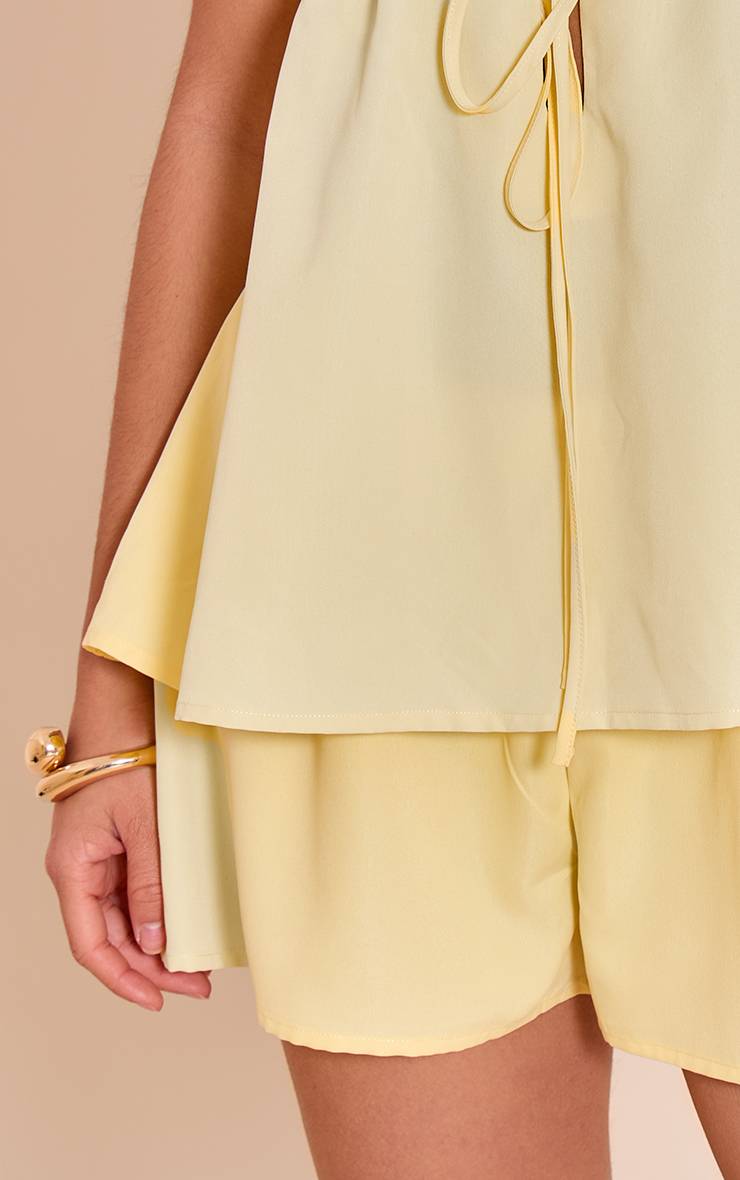 Citron Short Taille Mi-haute Fluide En Tissu Tissé