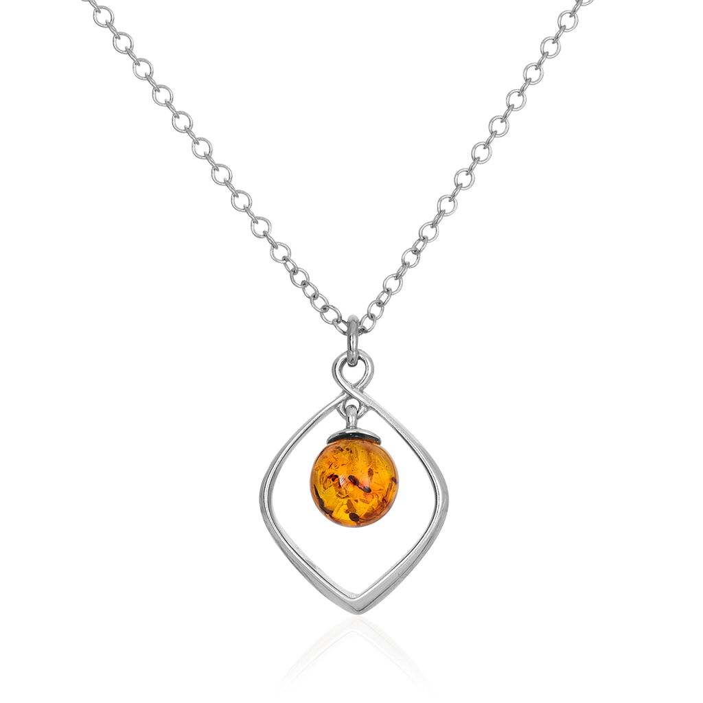 Collier Iva Argent Blanc Ambre