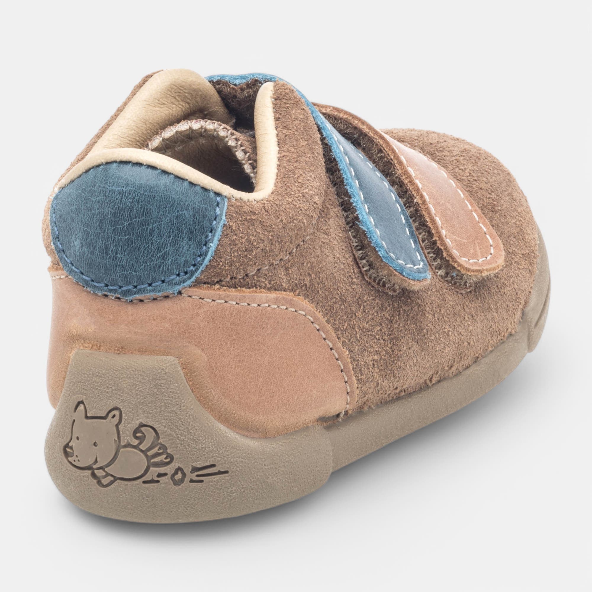 Baskets hautes Bébé garçon en cuir cognac