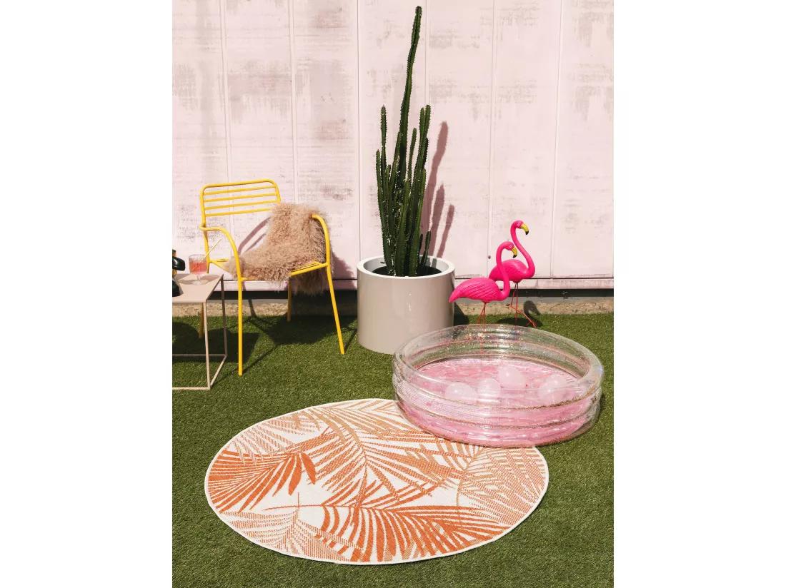 Tapis d'extérieur & intérieur rond Cleo Orange ø 150 cm rond