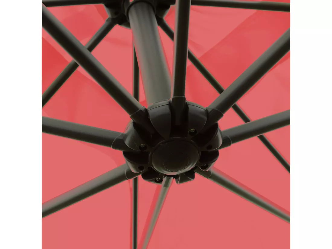 Parasol déporté 3x3m aluminium rouge - Genova