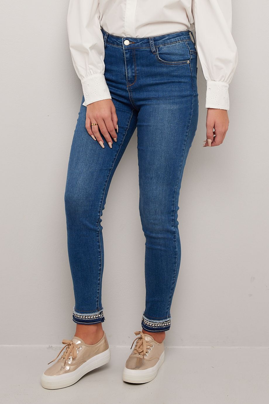 Camilla jeans med strassbånd