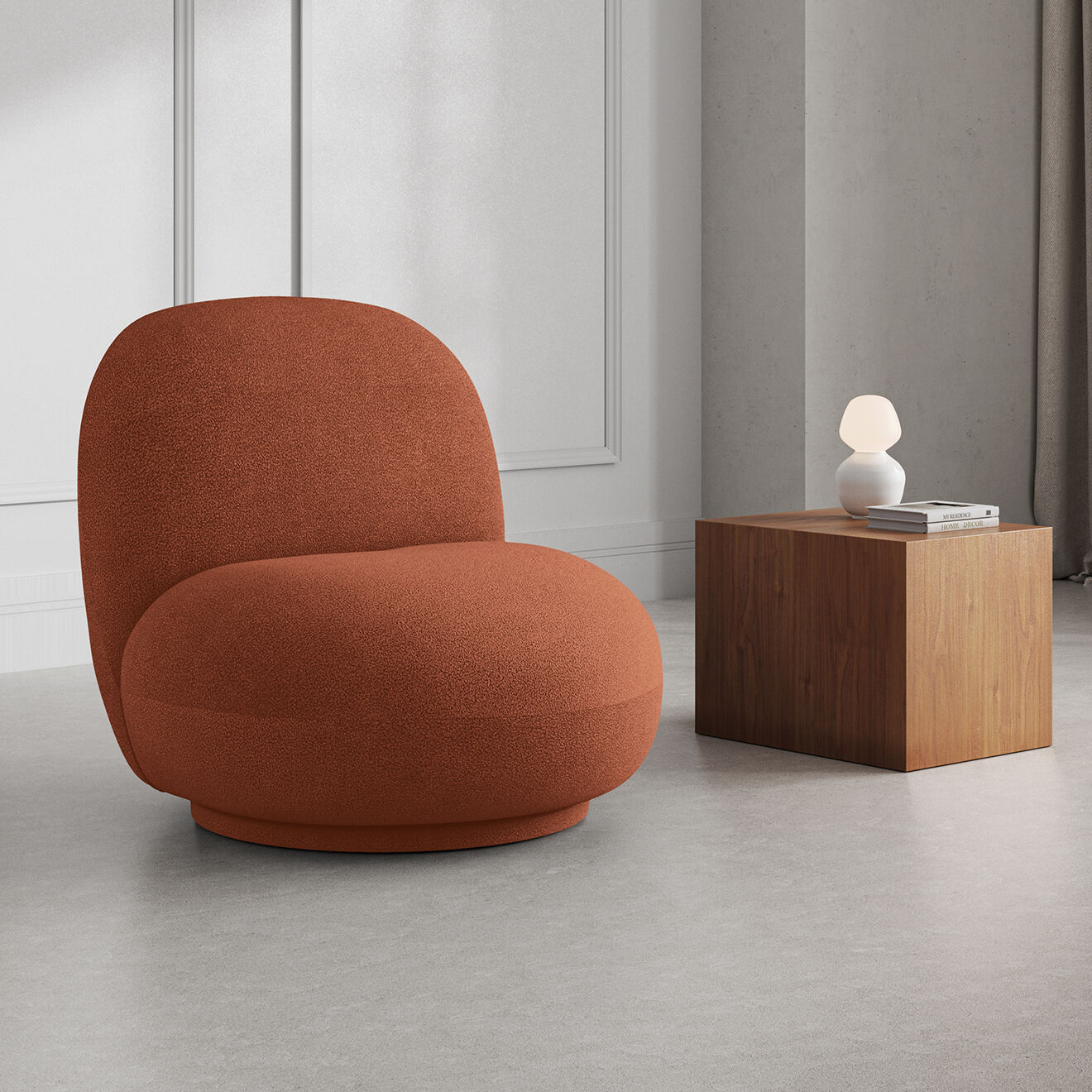 Micadoni Fauteuil Pivotant Chuck brique - 80x73x78 cm