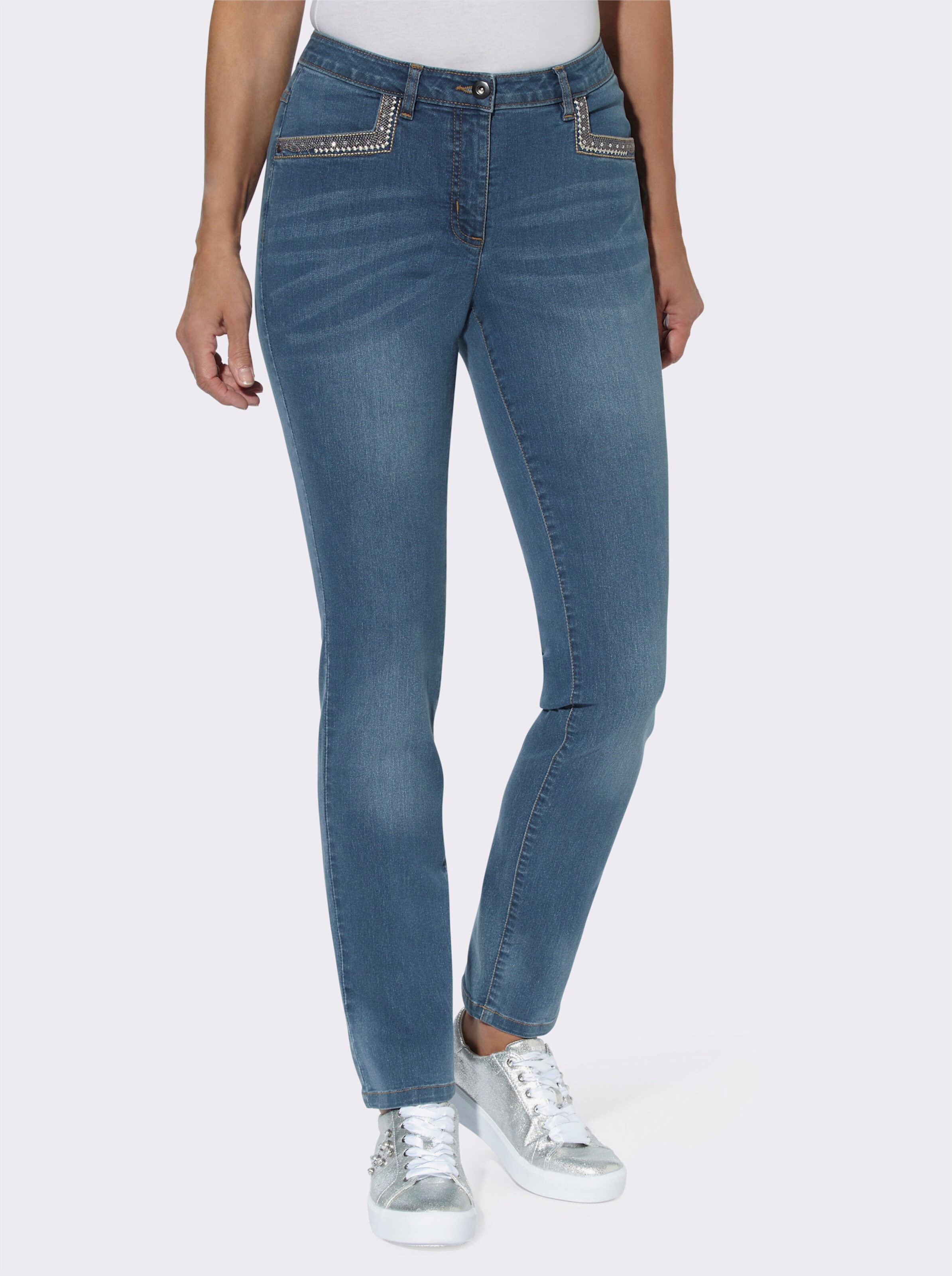 Jeans mit Pailletten-Verzierung
