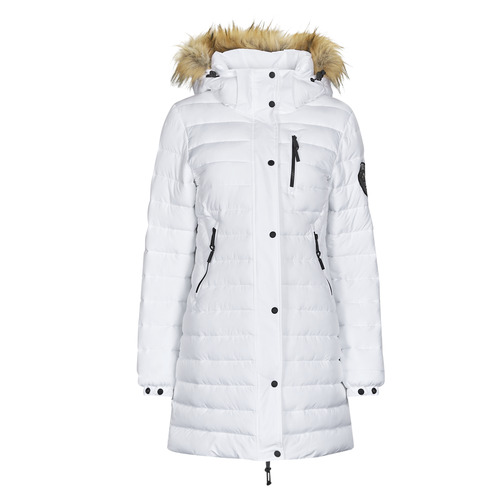 Superdry - FUJI HOODED MID LENGTH PUFFER - Blanc