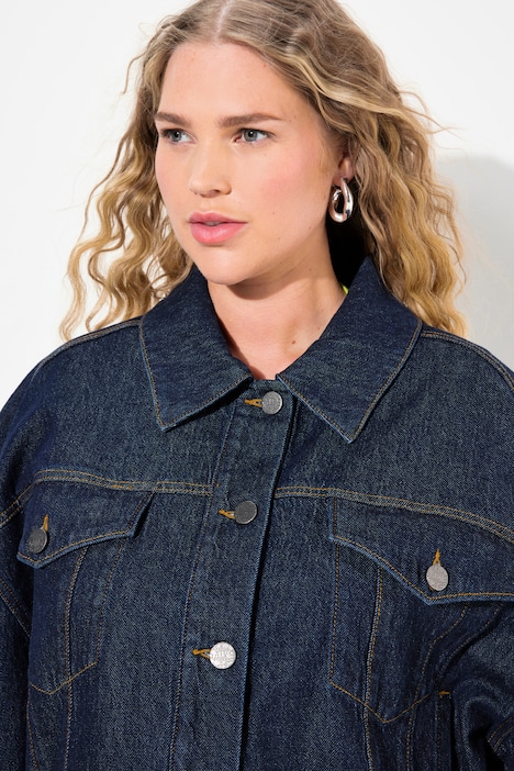 Jeansjacke, Stretchdenim, Ärmelaufschlag, Hemdkragen