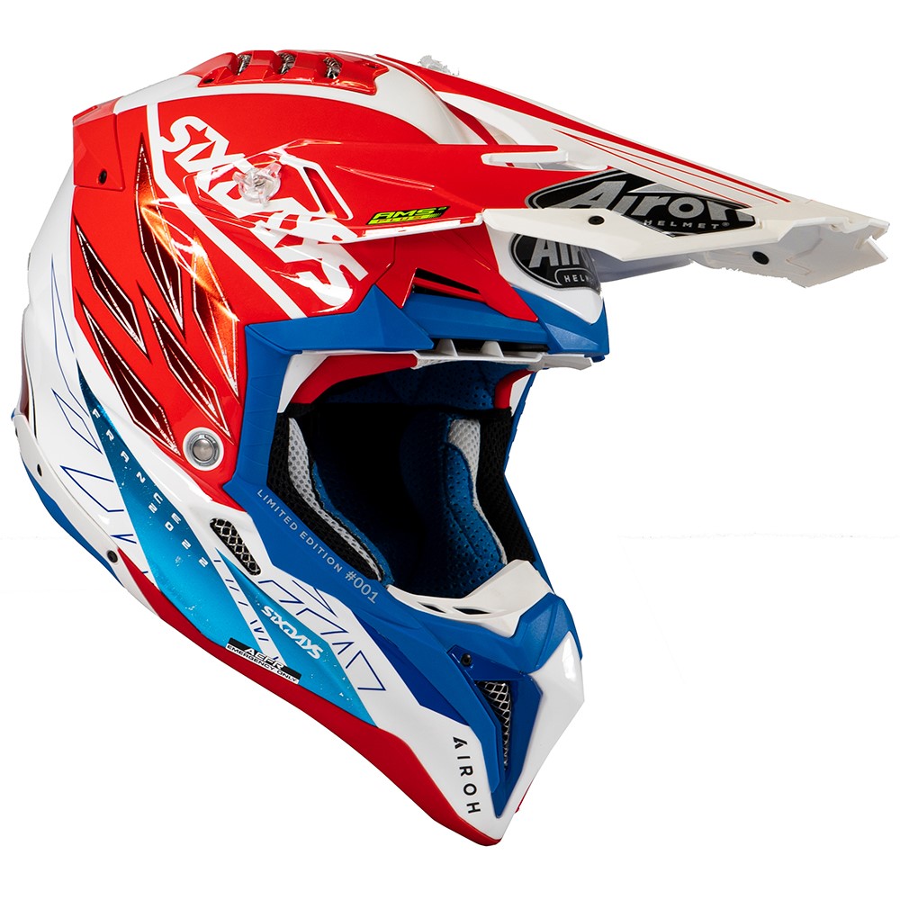 Airoh - Casque Aviator 3 Six Days Blanc / Rouge / Bleu