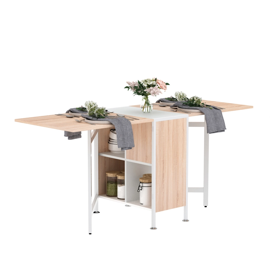 HOMCOM Klapptisch mit Stauraum natur, weiß