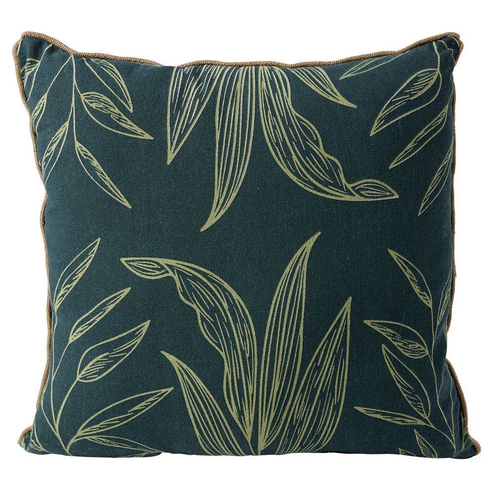 Coussin déco feuille 45x45cm vert