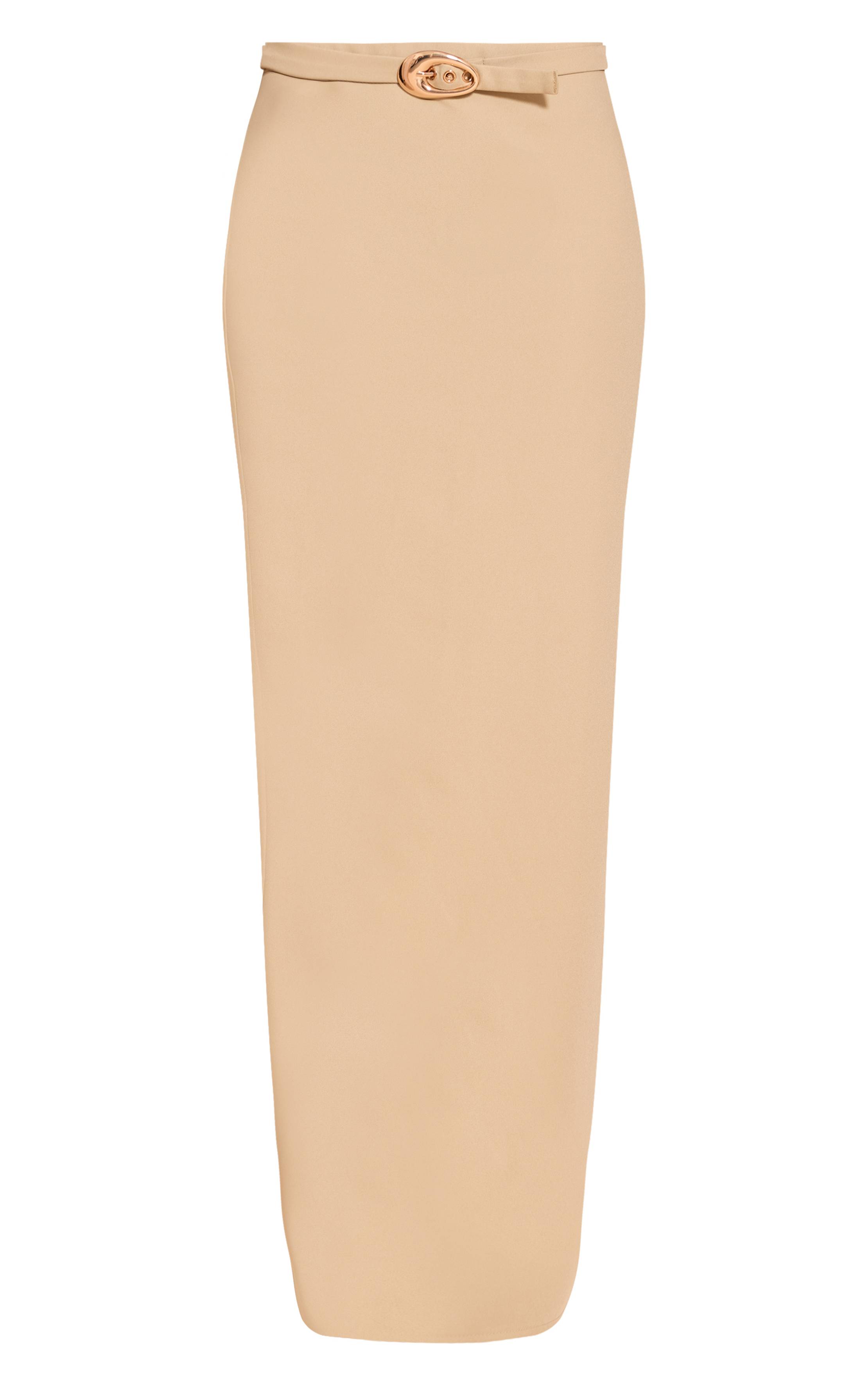 Vert Sauge Jupe Longue Colonne Tissée Avec Ceinture Pour Grande Taille