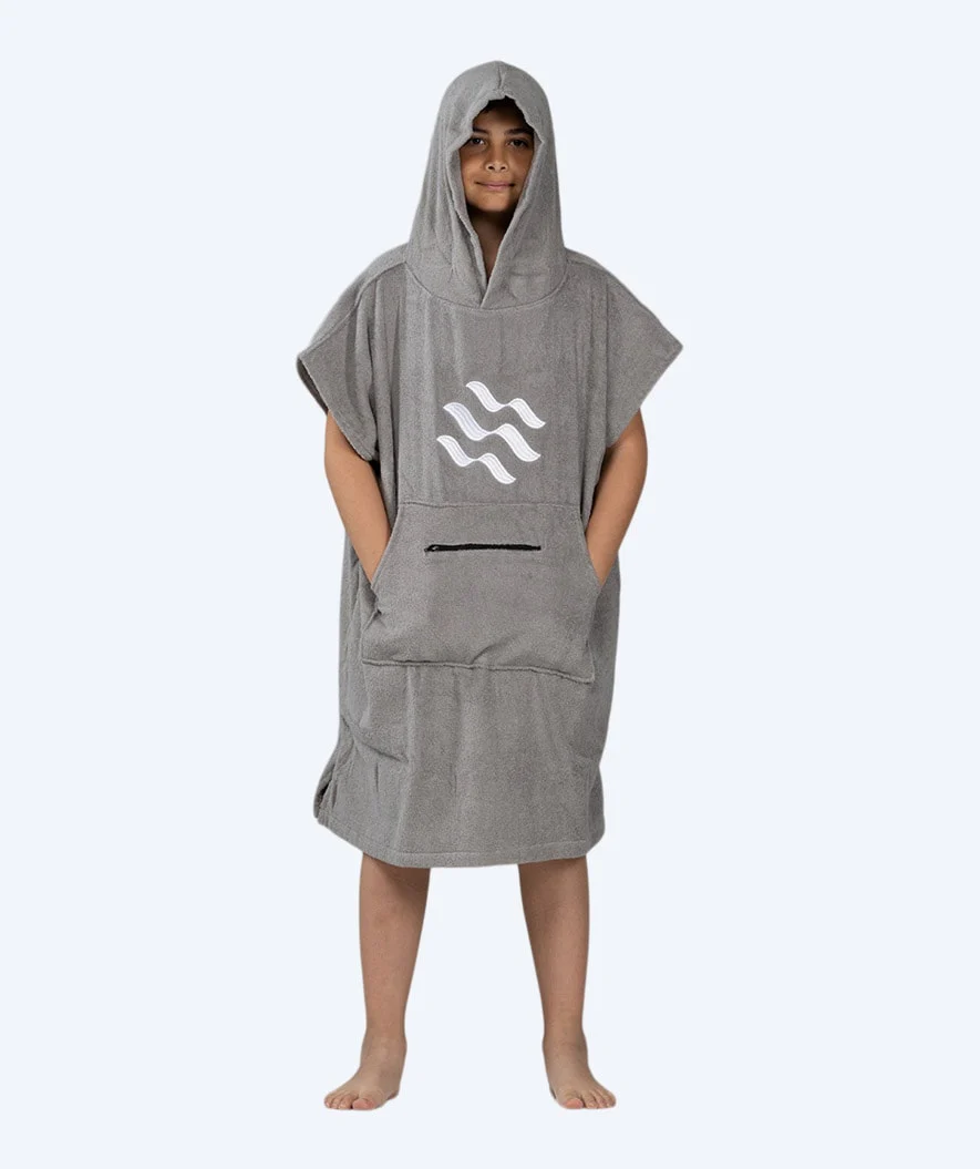 Watery badeponcho til junior - Bomuld - Grå
