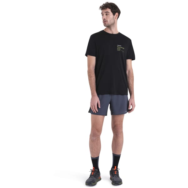 T-shirt randonnée ICEBREAKER M MERINO 150 TECH LITE III SS TEE NATURAL RUN CLUB 2.0 BLACK
