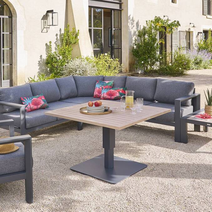 Table de jardin relevable carrée SALIMIA Graphite & Honey