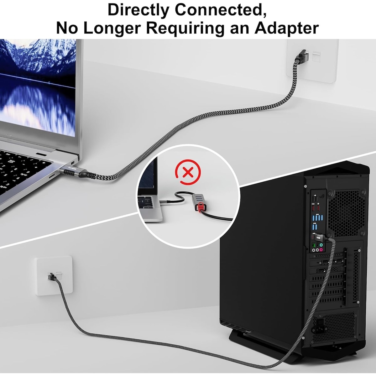NÖRDIC 3m USB-A 3.1 til RJ45 1Gbps LAN Windows, MacOS, Linux, ChromeOS