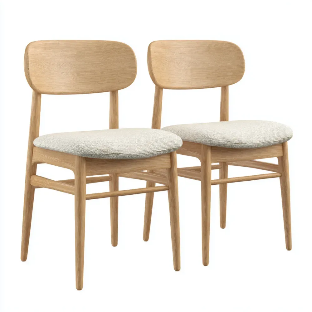 Esszimmerstühle 2er-Set Holzpolster Natur – Skandinavisches Design (42x45x85 cm)