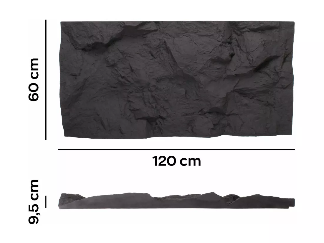 Rushmore - Lot de 2 panneaux muraux décoratifs 3D 120x60x9 cm effet pierre en PU Anthracite Grey