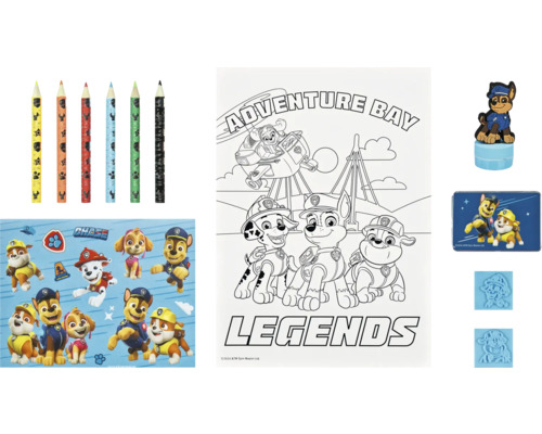 Creatieve doos PawPatrol 3 stempels 10 posters 6 kleurpotloden