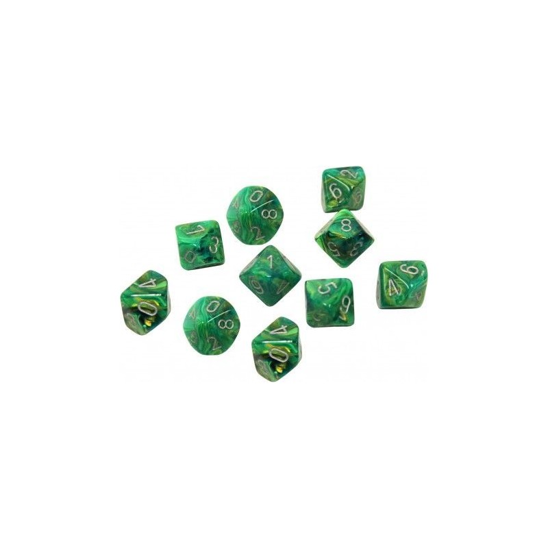 10 dés D10 * lustrous * VERT