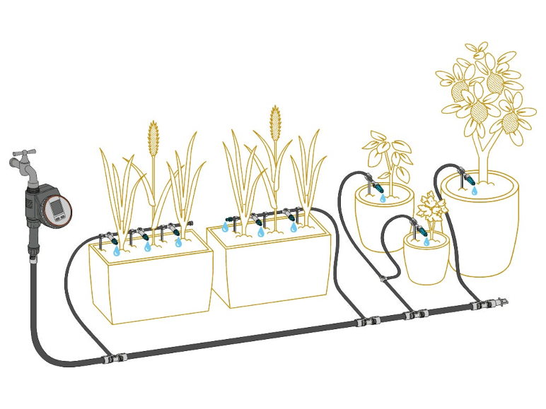 Druppelirrigatie voor de tuin Micro-Drip-System