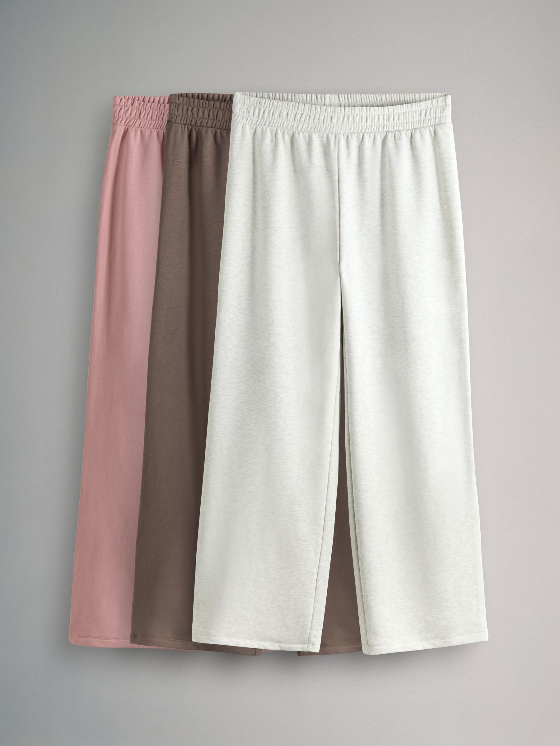 Taupe bruin/roze/grijs gemêleerd - The Set 3 Pack Joggingbroeken met wijde pijpen