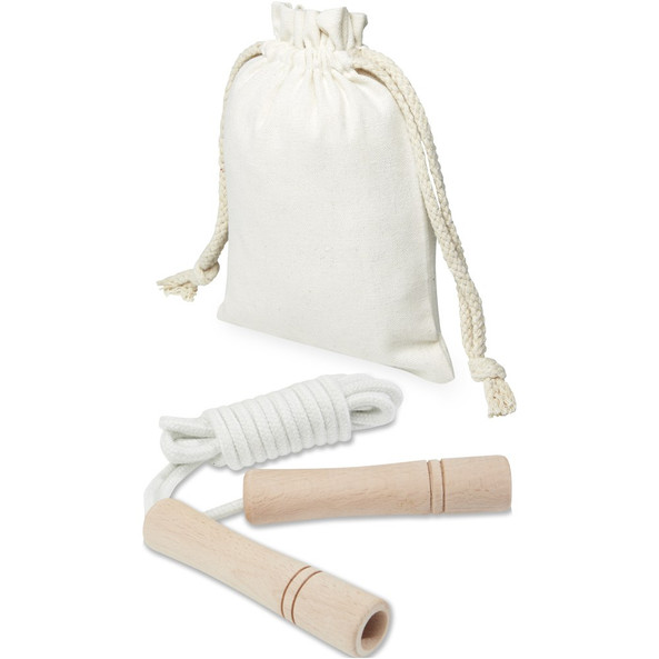 EgotierPro 127020 - Corde à sauter Denise en bois dans une pochette en coton