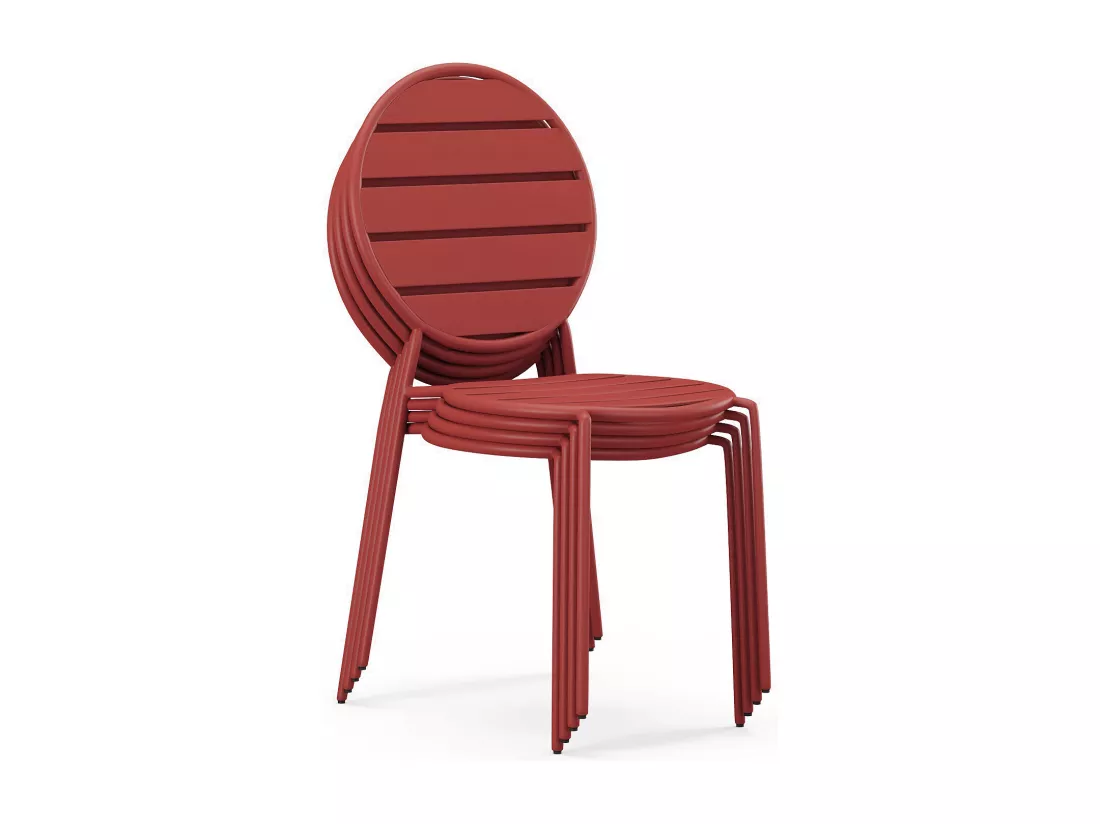 Salle à manger de jardin en métal : une table ovale L.180 cm et 4 chaises - Terracotta - MONTEFARO de MYLIA