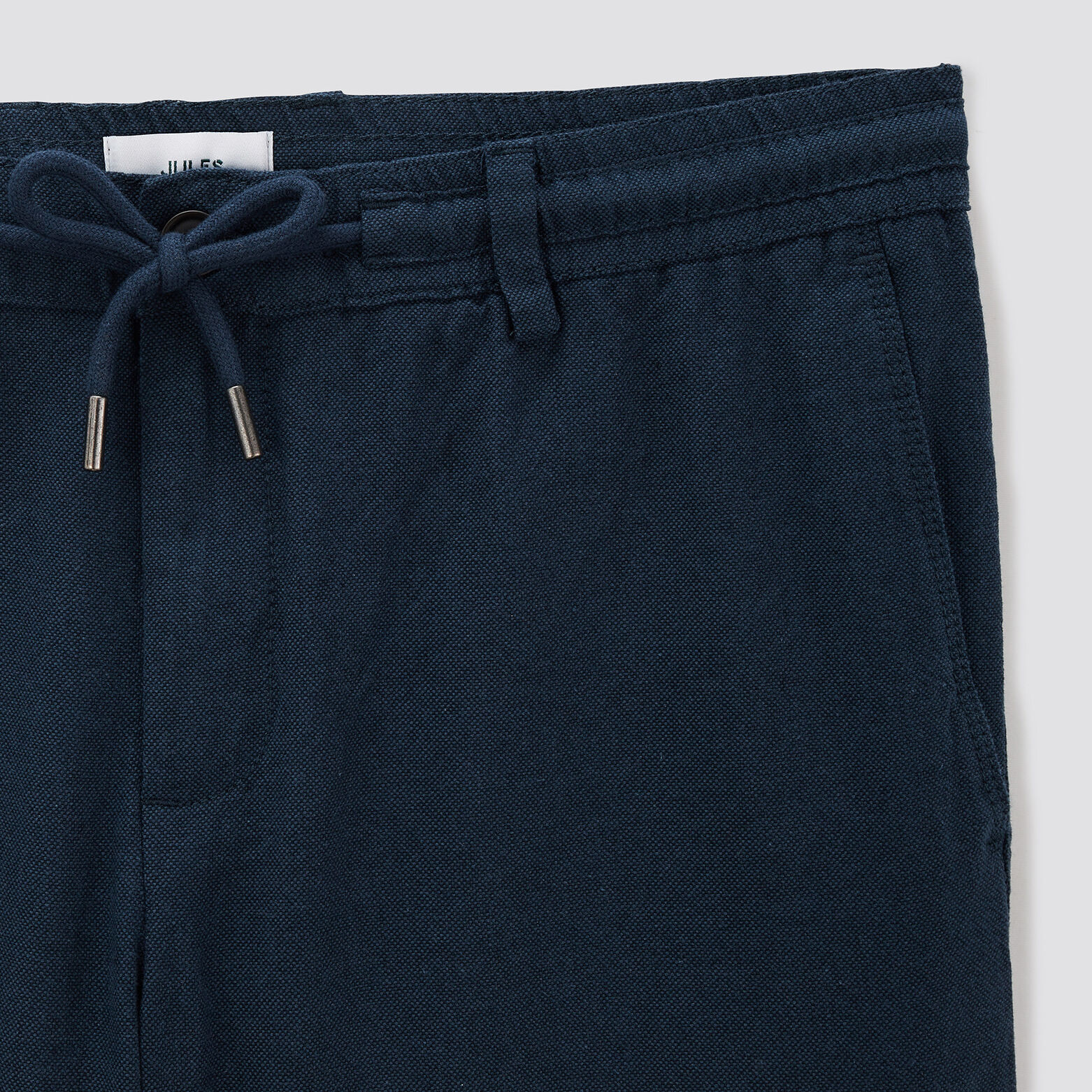 Bermuda uni en coton lin Bleu foncé