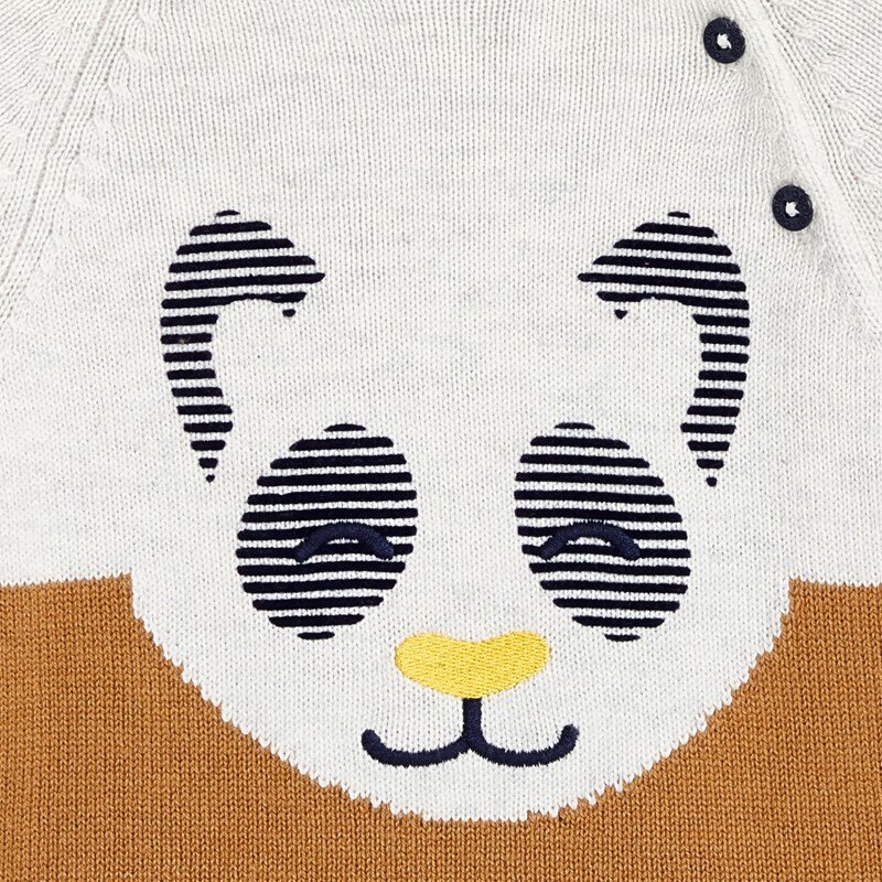 Pull maille tricot frimousse panda blanc bébé garçon Blanc
