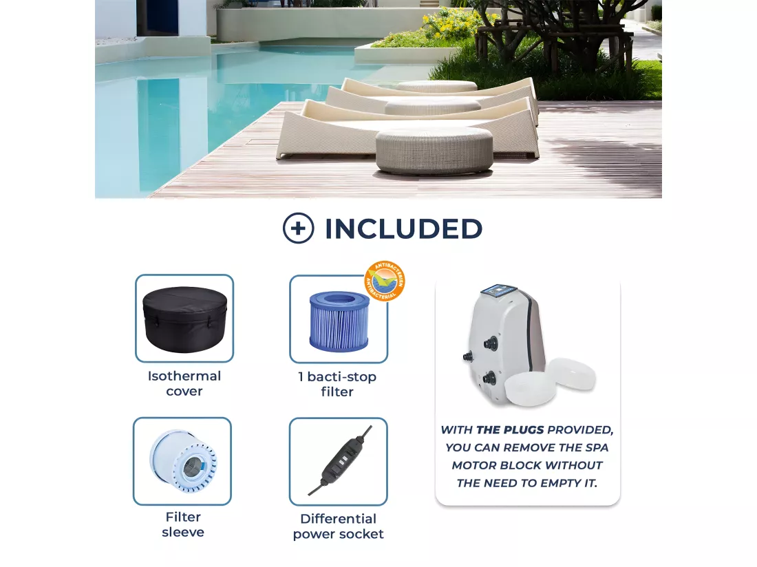 NETSPA - SP-VIP140MOB2 - NetSpa Vita 4 places + Mobilier - SPA Semi Rigide - Rond