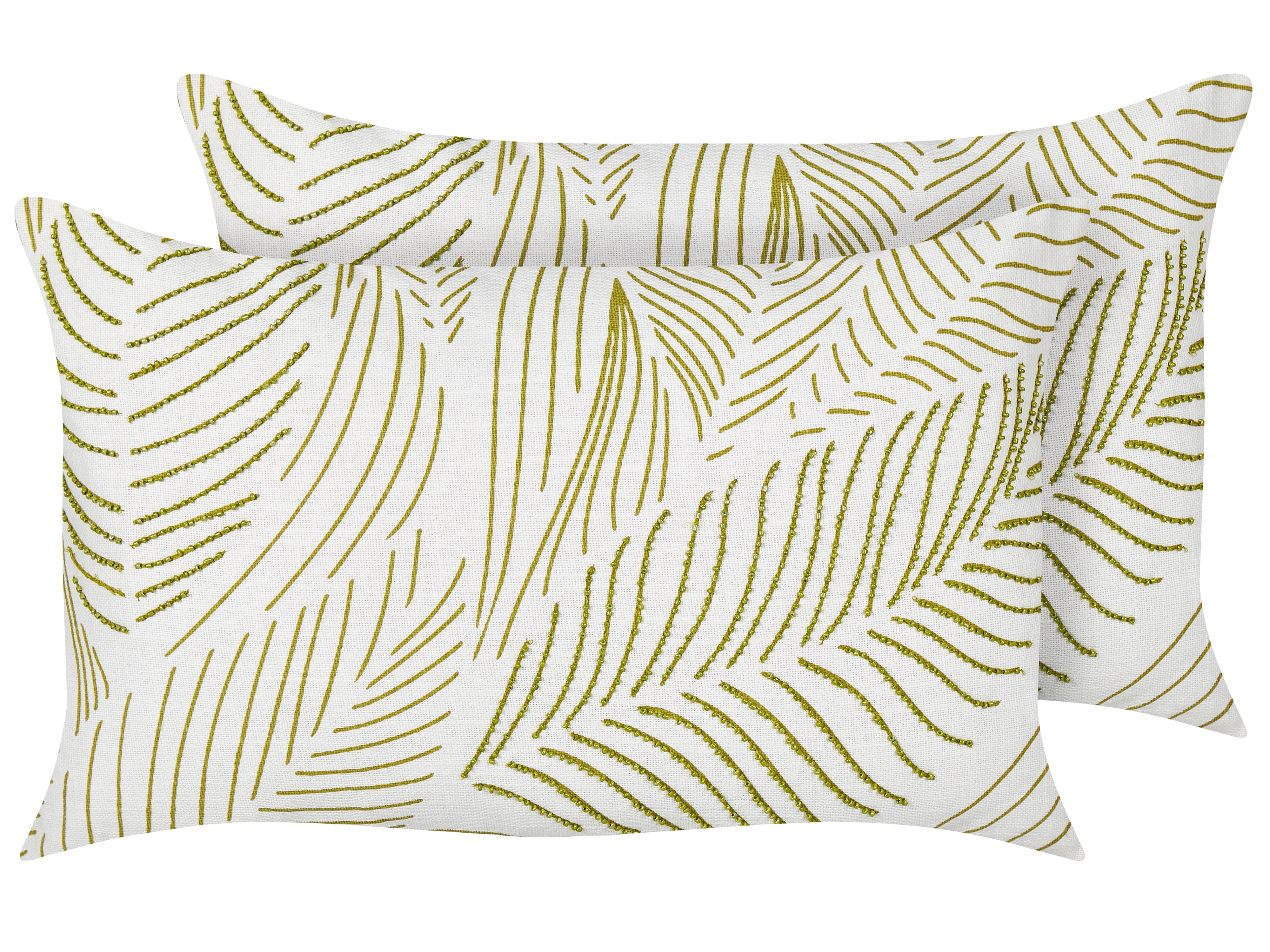 Set van 2 sierkussens SPANDOREA Katoen 30 x 50 cm Groen bladpatroon