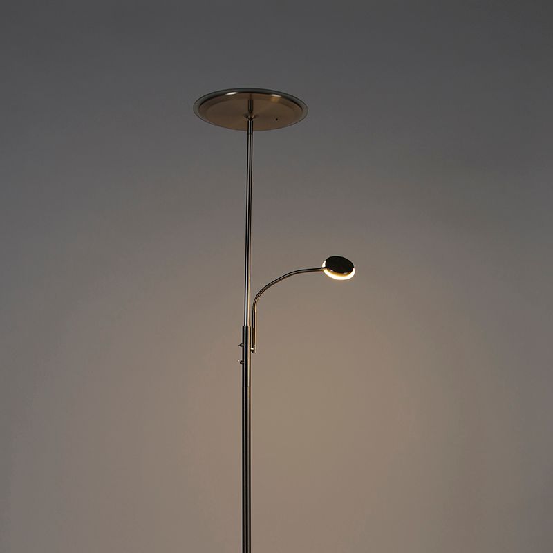 Moderne vloerlamp staal incl. LED dimbaar met leesarm - Strela