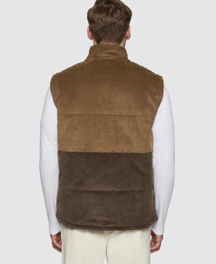 Knowledge Cotton Apparel 14-wales corduroy colorblock vest - GRS/Vegan Dachshund