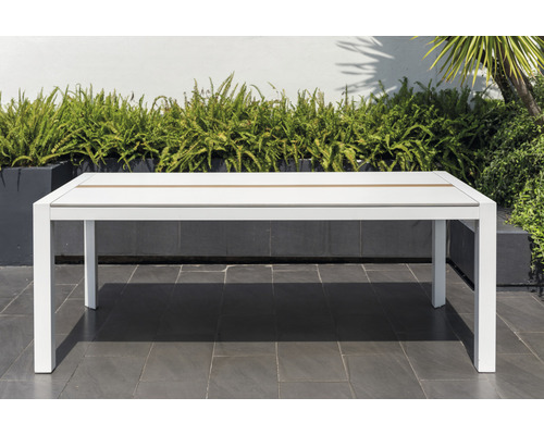 Garden Place Emmi 6-persoons eetkamerset bestaande uit: 6 stoelen, tafel (aluminium, WPC, hout, kunststof, wit)