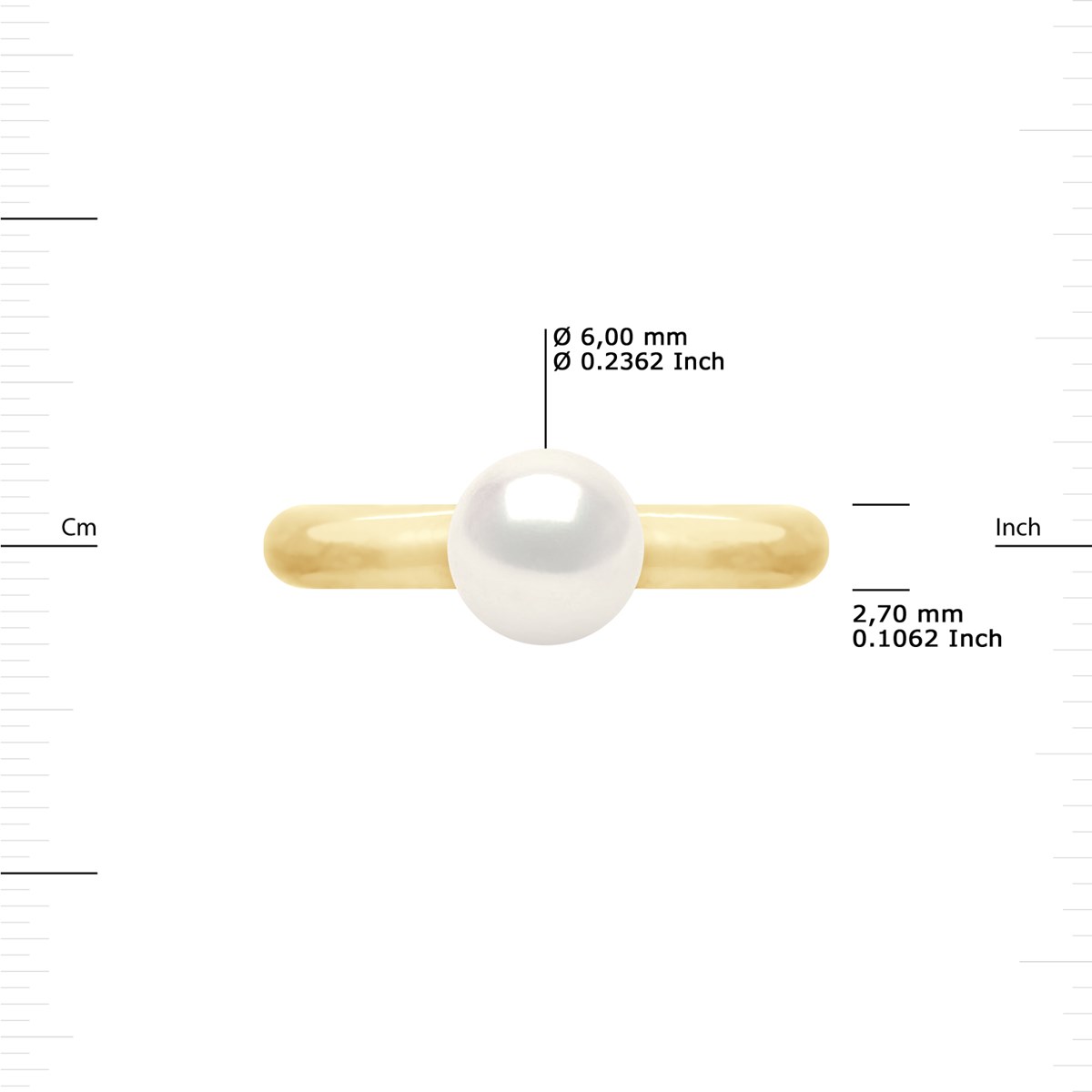 Bague Stella Jonc Perles d'Eau Douce 6-7 mm - Or Jaune