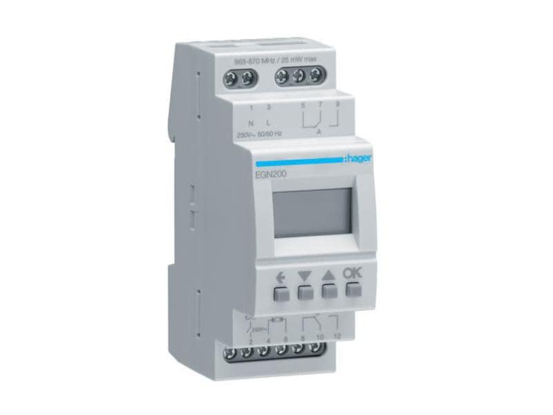 Hager Zeitschaltuhr EGN200 Digital Digitale Multifunktions-Zeitschaltuhr mit Bluetooth,