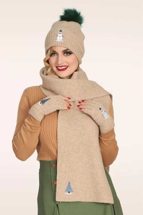 Banned Retro Ski Snow Season sjaal in beige