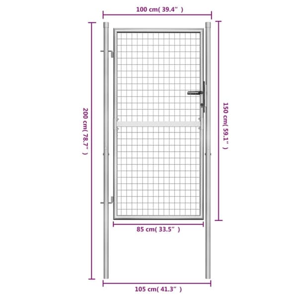 vidaXL Hageport galvanisert stål 105x200 cm sølv