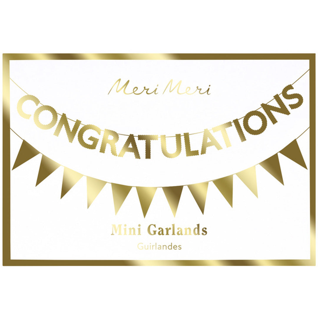 Meri meri slinger congratulations - goud - mini
