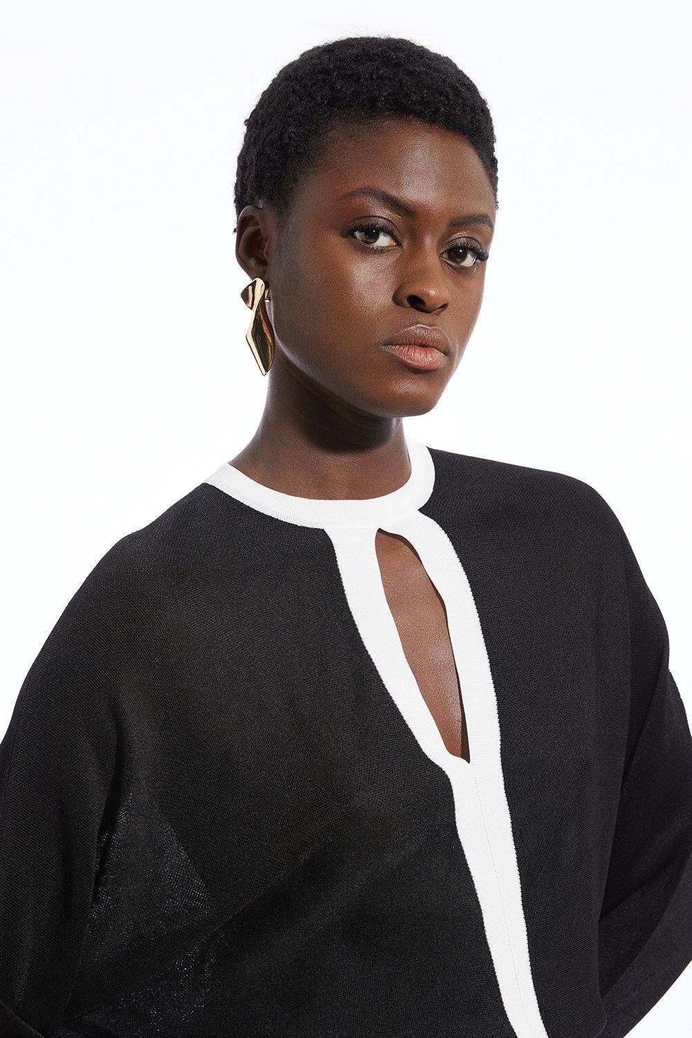 KarenMillen Robe midi en viscose mélangée jacquard tricotée asymétrique