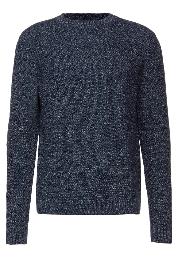 Mouliné Strickpullover - deep navy blue melange