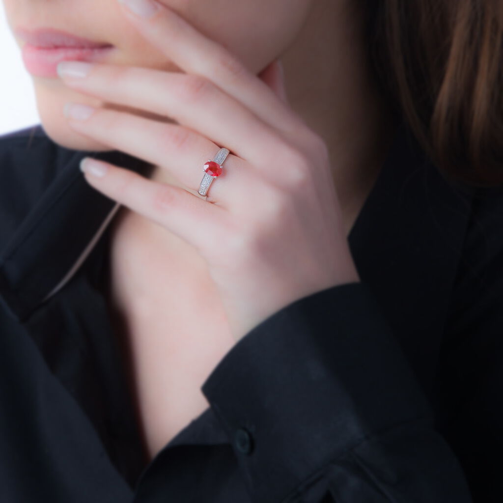 Bague Crista Or Blanc Rubis Et Diamant