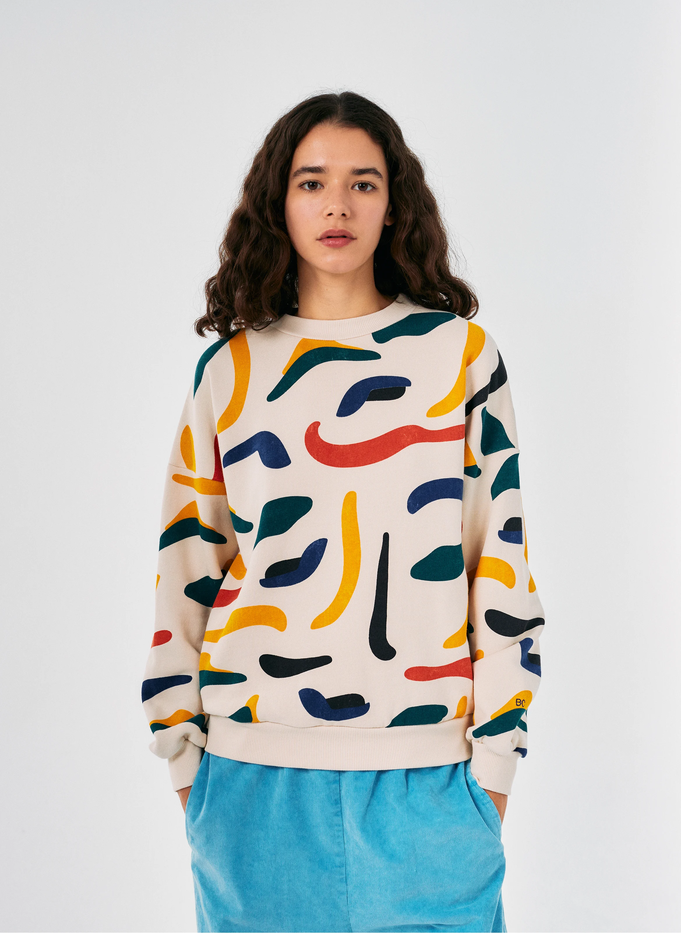 Sweat col rond en coton bio | Multicolore
