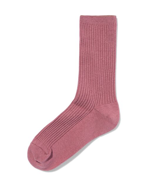 chaussettes femmes à côte - 1 paire rose pâle