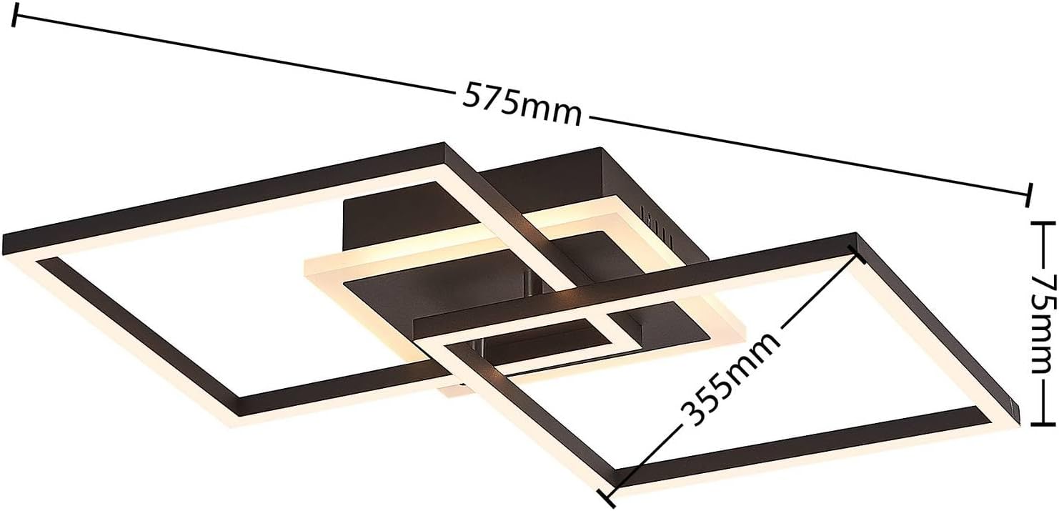 Lindby LED Deckenleuchte Fjardo dimmbar mit Leselampe (Modern) in Schwarz aus Aluminium (1 flammig,) - Lampe Deckenlampe Wohnzimmerleuchte
