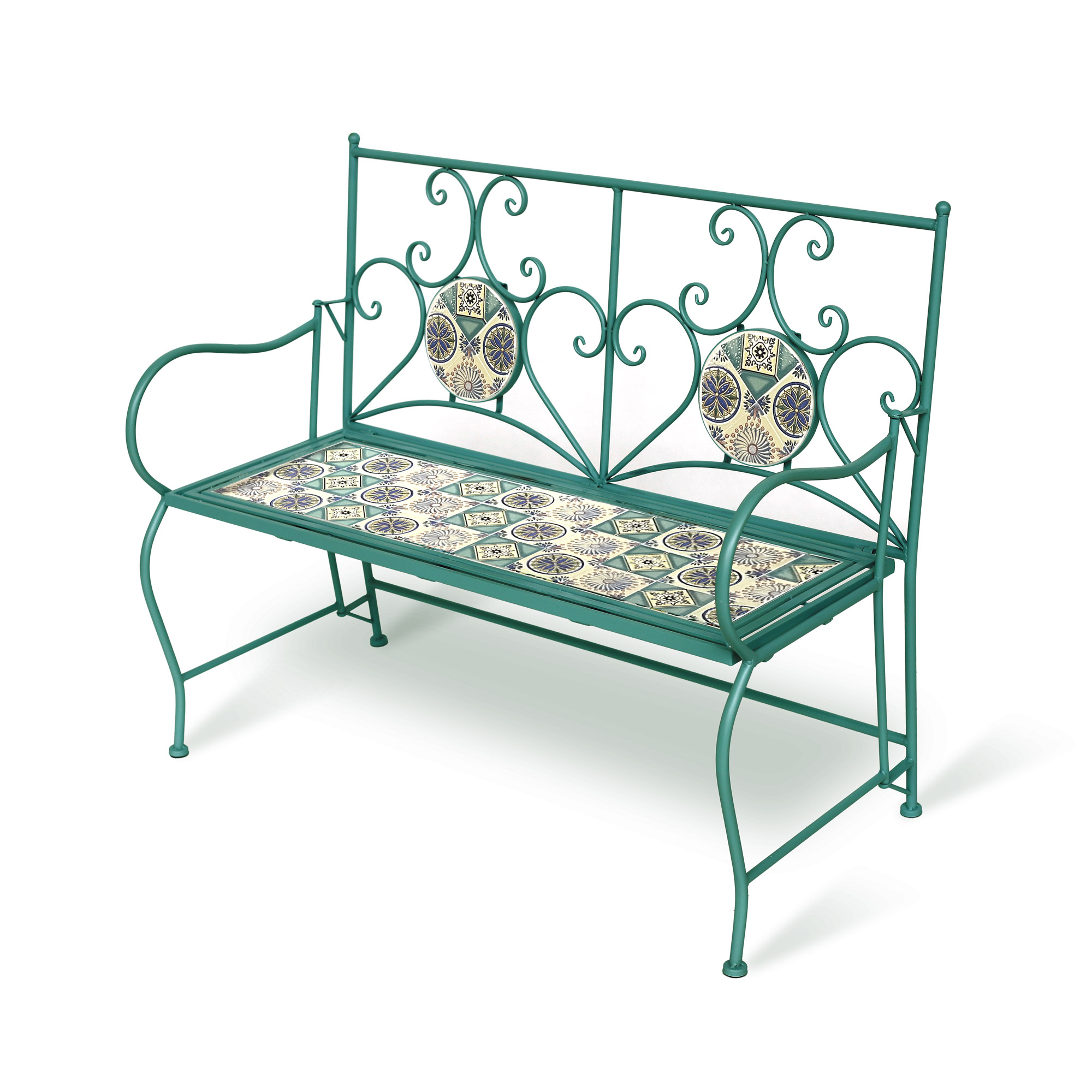 Kachelbank 'Lydie', grün, multicolor, B 110 cm, L 54 cm, H 90 cm günstig bestellen