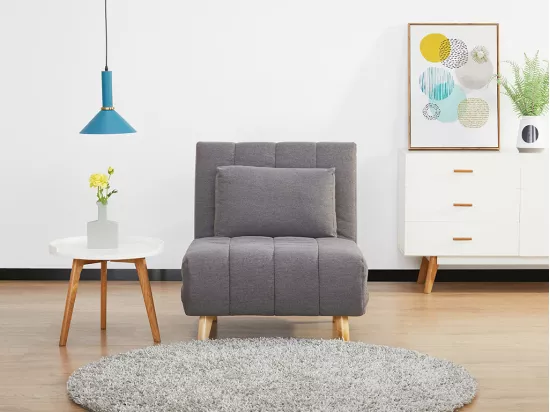 Fauteuil convertible en tissu gris STREVI
