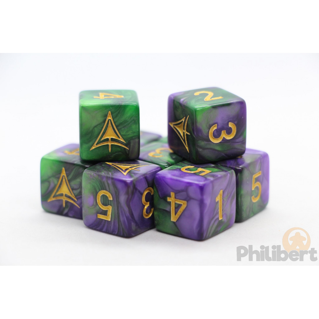 Set de 9 Dés 6 Faces Elder Dice: Purple and Green Masked Edition