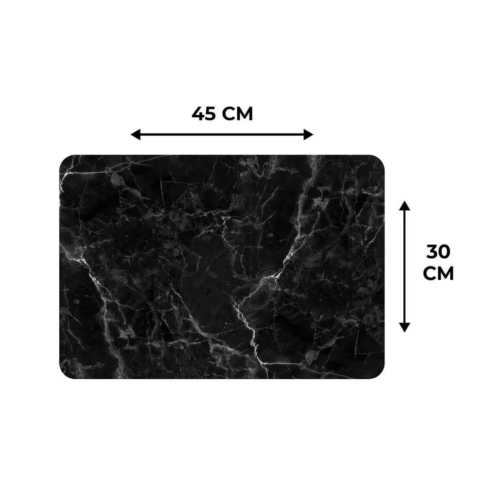 MuchoWow Placemat (6stuks) 45x30cm Marmer look Luxe Zwart
