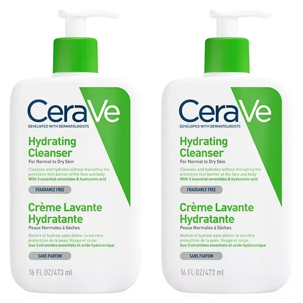CeraVe Nettoyants Crème Lavante Hydratante Visage Corps 2x473ml