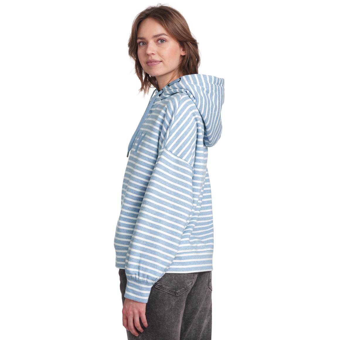 Gina Damen Hoodie mit Streifen hellblau